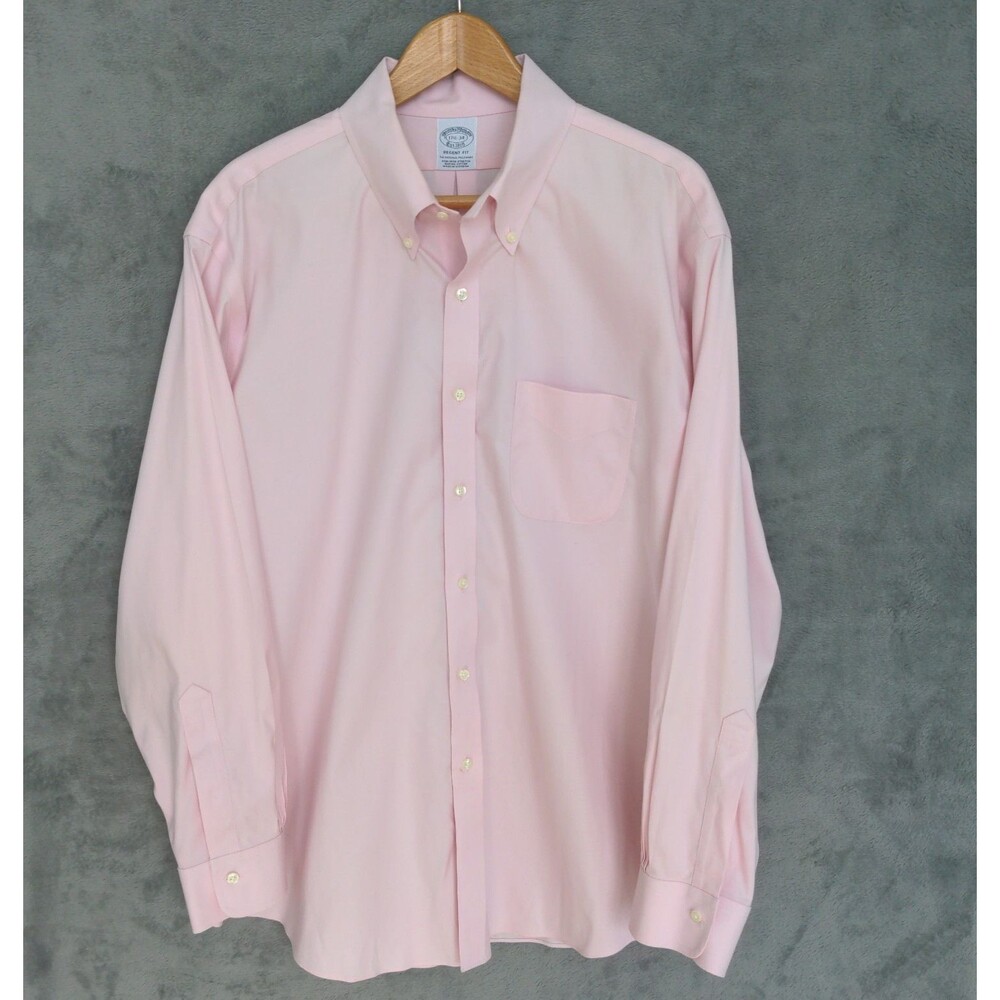 Brooks Brothers Regent Fit Button Down Shirt Men's 17.5 34 Light Pink Oxford